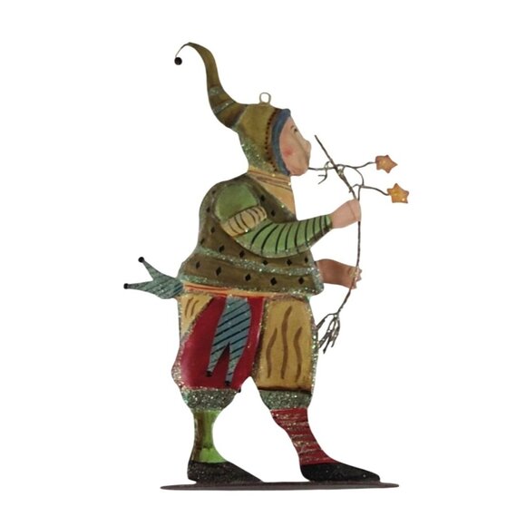 Vintage-Inspired Handpainted Metal Jester Holding Star Wand Figurine - Picture 6 of 10